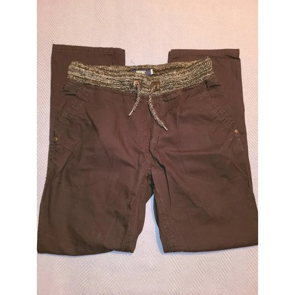 Univibe Jogger Pants Mens Large Black Elastic Waist Drawstring Slash Pockets (N)